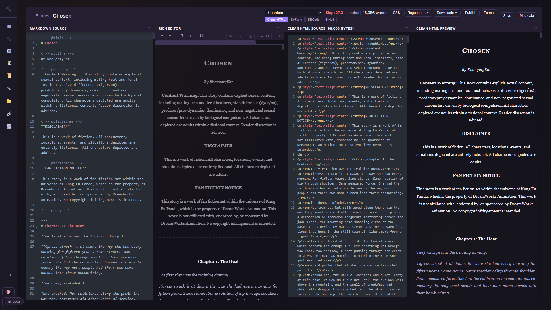 Four-pane editor, one source